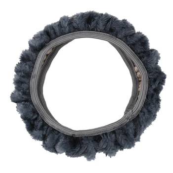 

FURRY FLUFFY FUR PLAIN STEERING WHEEL CAR COVER CAR TRUCK SUV ELEGENT WASHABLE - Gray