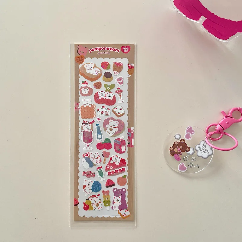 1Pc Ins Cute Cartoon Animal Laser Sticker Flakes Idol Card Deco Scrapbook DIY Material Decoration Kawaii Stationery Stickers