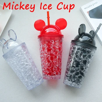 

Mickey Ice Cup Wholesale 450ml Water Bottle Creative Straw Water Cup Cold Drink Plastic Tumblers Cartoon Gift Cup For Children