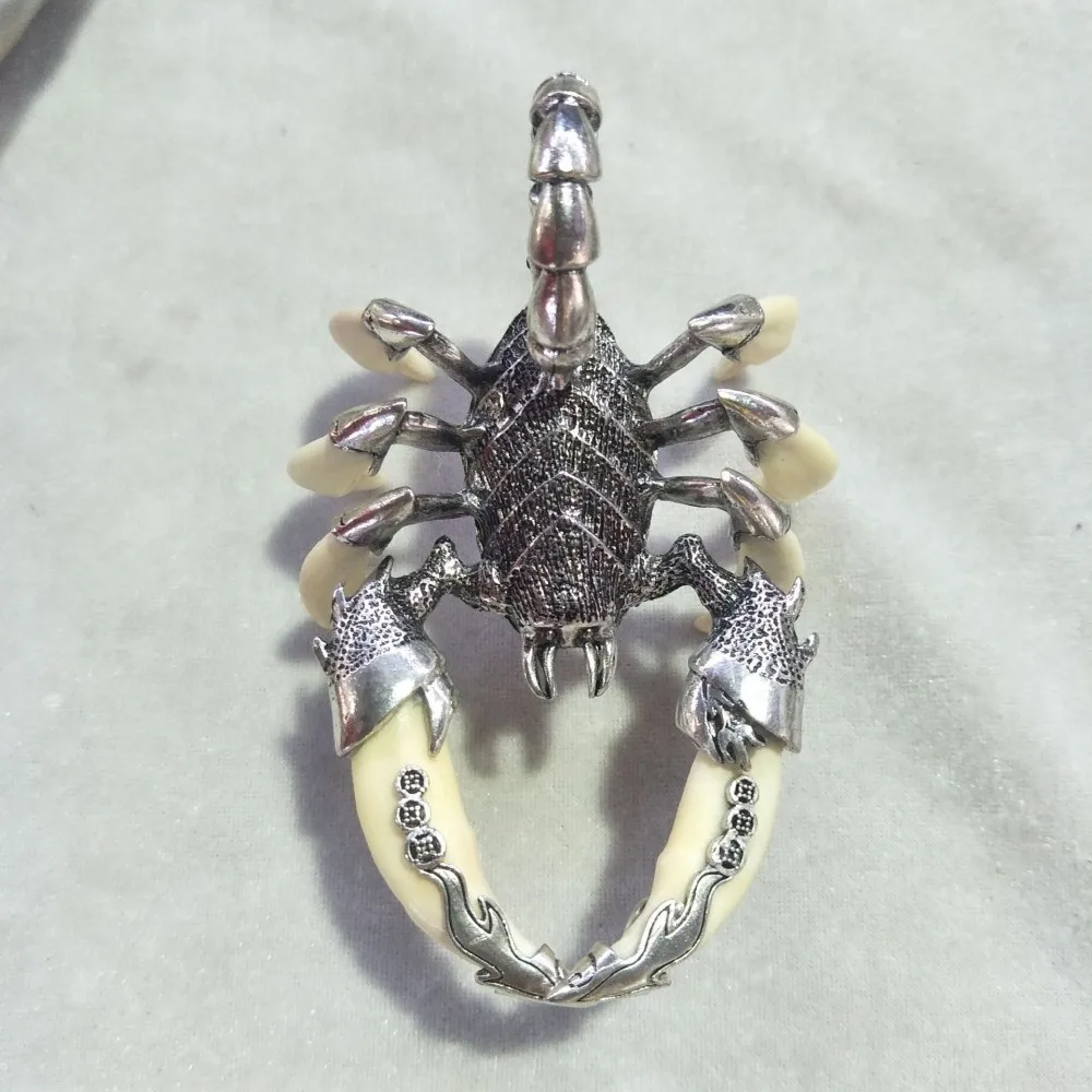 S925 чистого серебра Скорпион двойные подтяжки Спайк Кулон для мужчин Мода кулон ремесла украшения мужской кулон