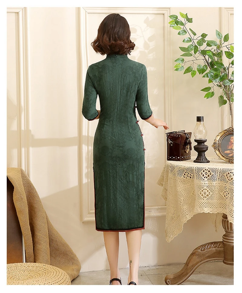 Осень сплит хлопок и лен cheongsam Китайский Старый Шанхай Улучшенный ретро тонкий похудение темперамент Чонсам ежедневно платье