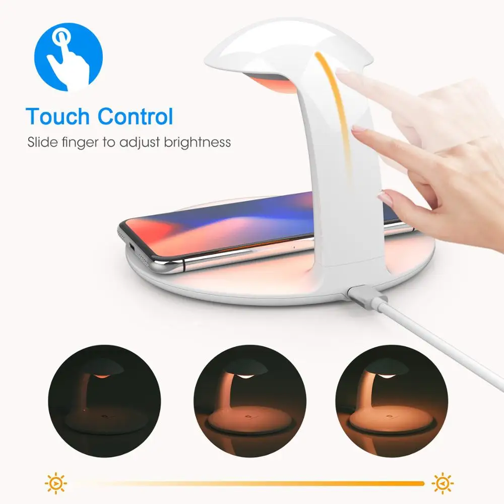  Fast Charger 10w QI Wireless Charger for Samsung S10 S9 S7 Note 9 8 LED Desk Lamp Dimmable Charging