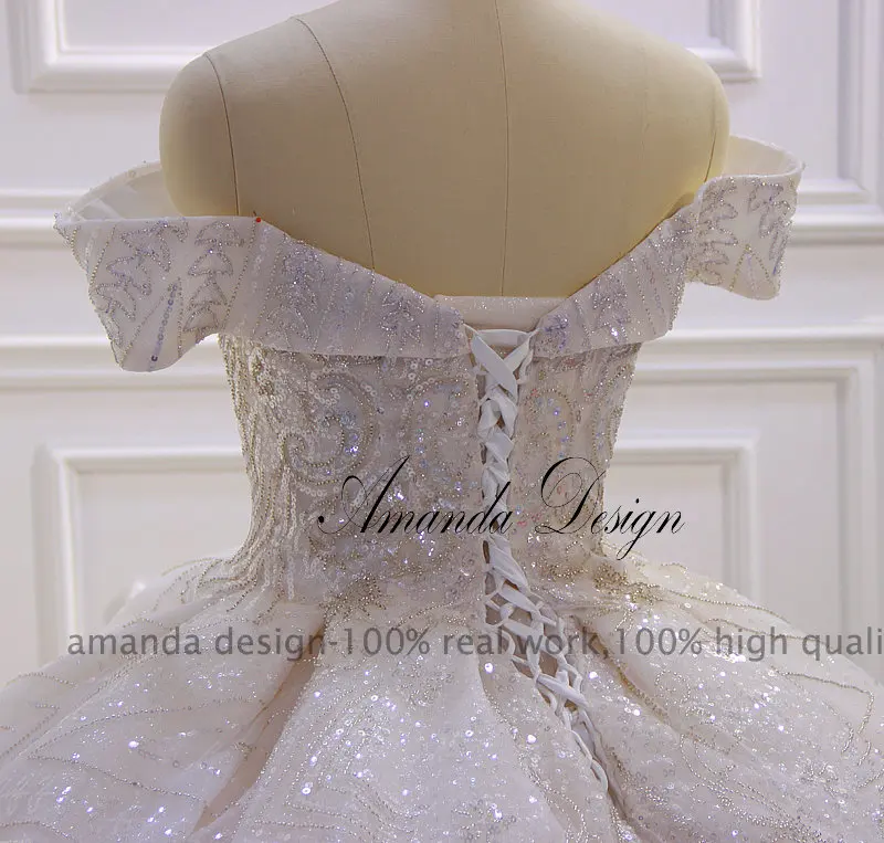 Аманда дизайн vestido boda mujer invitada с открытыми плечами блестящее бисерное свадебное платье