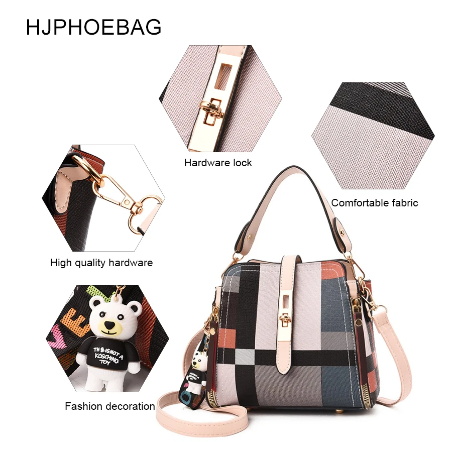 HJPHOEBAG клетчатая сумка для женщин Повседневная сумка на плечо Дамская PU кожаная ручная сумка большая качественная сумка-мешок женская сумка-тоут YC256