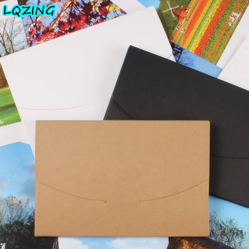 

50pcs Vintage Blank Kraft Paper DIY Multifunction Envelope postcard box Package paper wedding Invitation card packaging