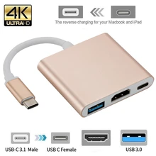Adaptateur de convertisseur Usb c HDMI Type c Hdmi mac 3.1 à hdmi HDMI/USB 3.0/aluminium type-c pour adaptateur Apple Macbook