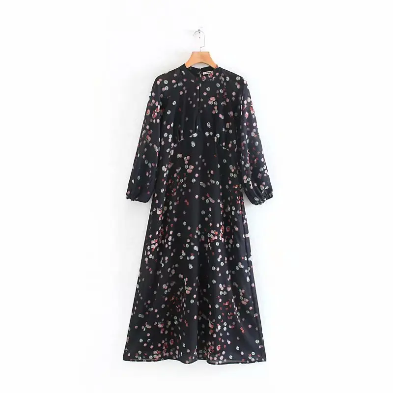 

Women elegant o neck colorful printing shirtdress autumn office lady back zipper chic vestidos party a line Dresses DS3039