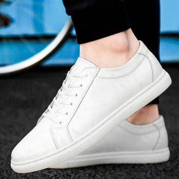 

Genuine Leather Shoes Men black White Sneakers Mens Casual Shoes lace up fashion breathable Male Footwear Cow Leather Shoes