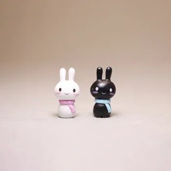

Model Decoration Mini Version Cartoon Black And White Bunny Couple Doll Micro-view Decoration 1.5cm