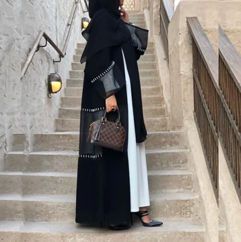 Muslim Abaya tulle stitching cardigan robe worship service Islamic prayer
