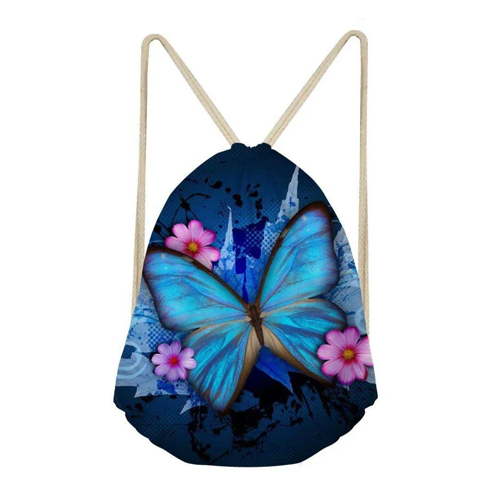 Рюкзак сумка с Кулиской Buttterfly Drawstring сумка с 3D принтом модные школьные сумки для женщин девочек