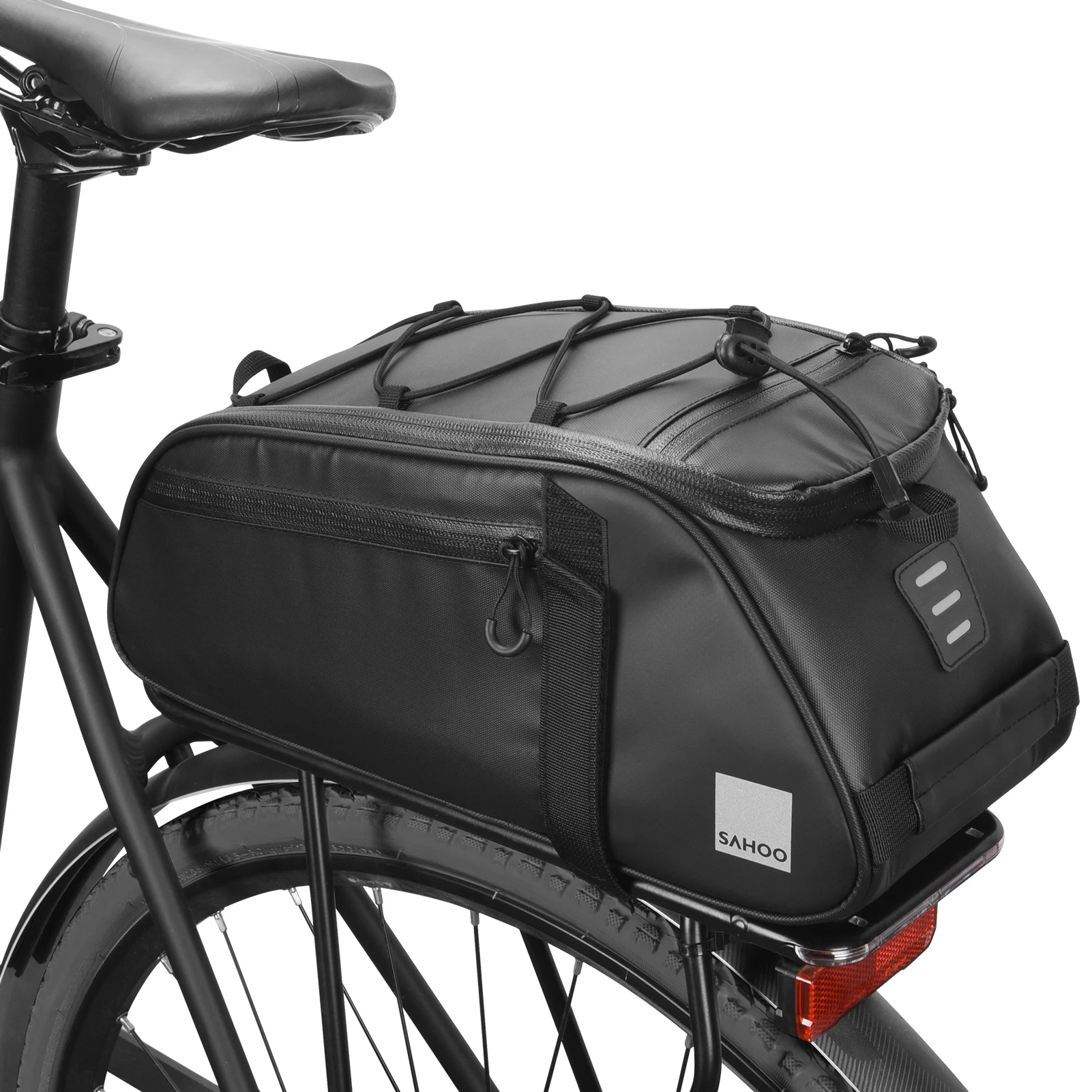 Bolsa Trasera Impermeable RockBros Para Bicicleta - 9L, 5 Bolsillos, De Poliéster, Color Negro Carbón