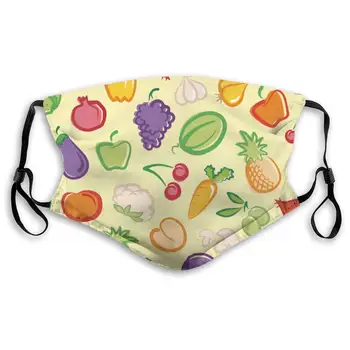 

Vegetables Fruit Salad Bowl Washable Reusable Mask, Anti Dust Half Face Mouth Mask For Kids Teens Men Women With Adjustable Ear