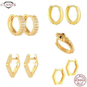 925 Sterling Silver Personality Creative Snake Small Hoop Earrings for Women Gold Silver color Geometric Circle Earrings Jewelry