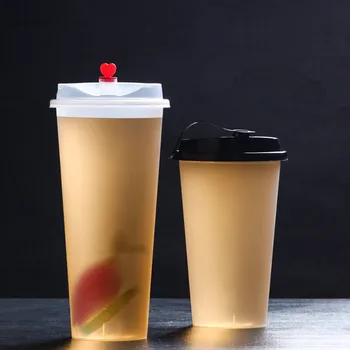 

50pcs Frosted transparent disposable coffee milk tea cup birthday party favors 500ml 700ml juice cold drinks hard plastic cups
