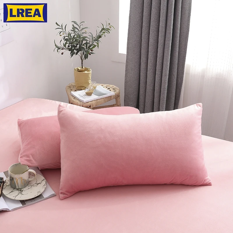 

LREA 1pc solid flannel pillowcase coral fleece for bedding no core 48x74cm pillowcovers for neck
