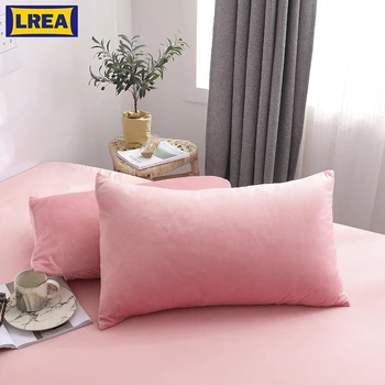 

LREA 1pc solid flannel pillowcase coral fleece for bedding no core 48x74cm pillowcovers for neck