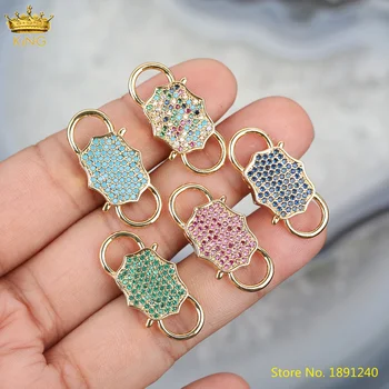 

5pcs CZ Micro Paved Oval Shape Lock Carabiner Clasps Craft Pendant Necklace,Gold Copper Lock Screw Clasps For DIY Jewelry Making