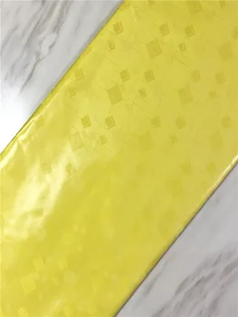 

African bazin riche fabric with brode Latest fashion yellow embroidery bazin lace fabric with net lace 10 yards FP824