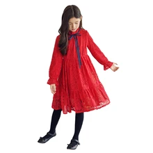 Зимнее кружевное платье из толстого плюша для маленьких девочек весеннее детское платье принцессы с длинными рукавами для детей, одежда на день рождения, год