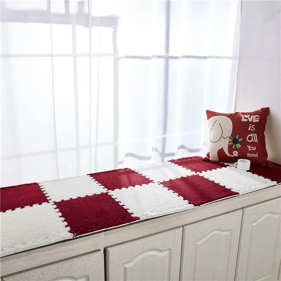 10/25 Pcs Foldable Carpets Living Room Plush Soft Climbing Cappet Rug Split Joint Bath Room Anti-skid Rugs Pink Shaggy Area Rug 5