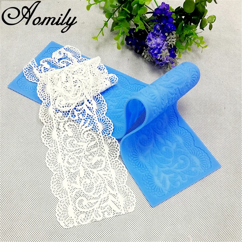 Silicone Baking Mat Silicone Baking Tray Aomily 40*10cm Lace Flower Wedding Cake Silicone Lace Fondant Mold