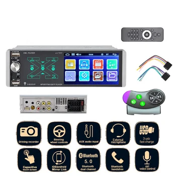 

4"Car Stereo Bluetooth 5.0 FM Smart AI Voice MP5 Player Touch Siri 1 Din Car Radio Mirror Link+Mic MP5 Bluetooth Capacitive Scre