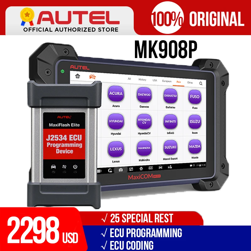 Versione aggiornata di MS908P Autel MaxiCOM MK908P Scanner diagnostico bidirezionale per Auto Sistema Completo di diagnosi e Programmazione ECU J2534 con 1 Anno di aggiornamento Online Gratuito
