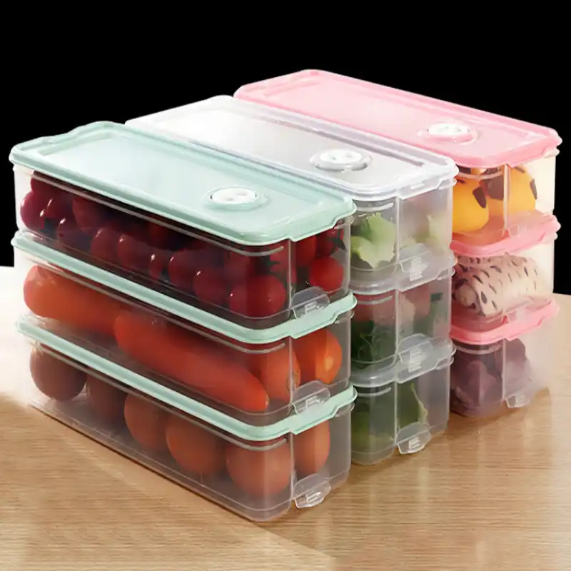 Storage Box w//Lid Kitchen Fridge Food Storage Container Cupboard Organizer Bin