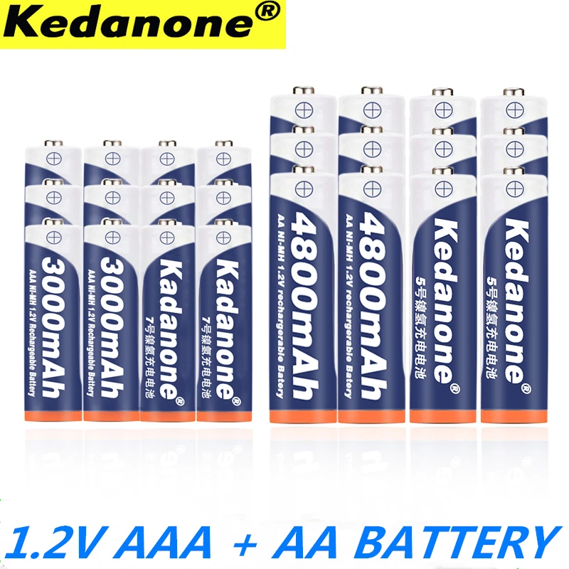 Новые 1,2 V 4800mAh NI MH AA Аккумуляторы+ AAA батареи 3000 mAh перезаряжаемая батарея NI-MH 1,2 V AAA батареи