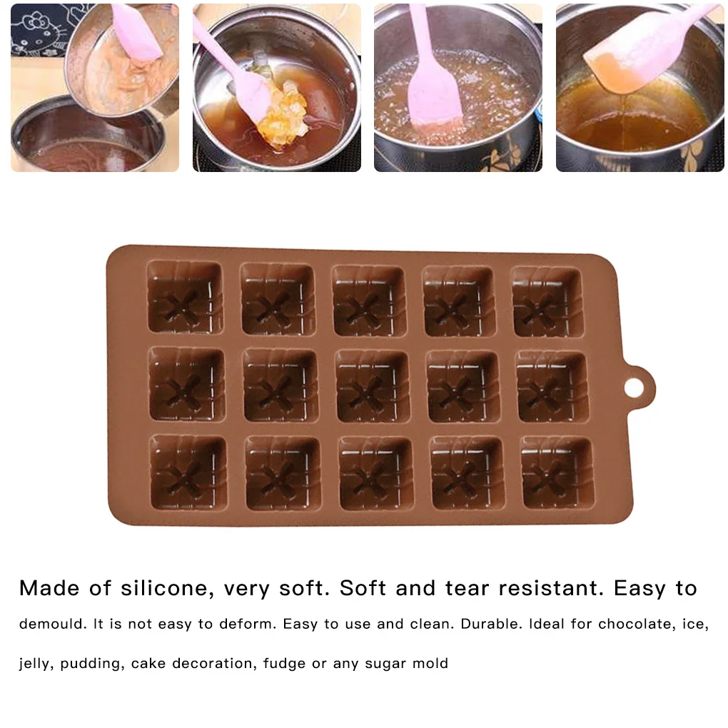 Chocolate Mold Christmas Gift Box Silicone Candy Mould 15 Cavity Bakery Tool DIY Dessert Accessories