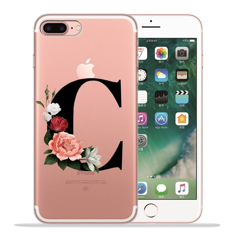 Чехол для телефона с буквенным принтом и цветочным рисунком, чехол для iPhone X, чехол 11 11 Pro Max 5, 5S, 6, 6 S, 7, 8 Plus, X, XS, Max, XR, чехол для iPhone 8, чехол
