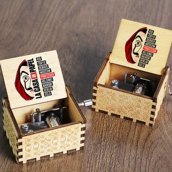 

Antique Wooden Hand Crank LA CASA DE PAPEL Bella Ciao Music Box Queen Game Of Thrones LOVE DAD MOM Music Box Christmas Gifts