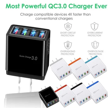 

4 Port Fast Quick Charge QC 3.0 USB Hub Wall Charger 3.5A Power Adapter US Plug dropshipping