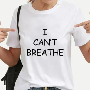 

I CAN'T BREATHE Letters Women's T-Shirt Summer Fashion Large Size Casual Harajuku Ulzzang Short Sleeve Black Lives Matter