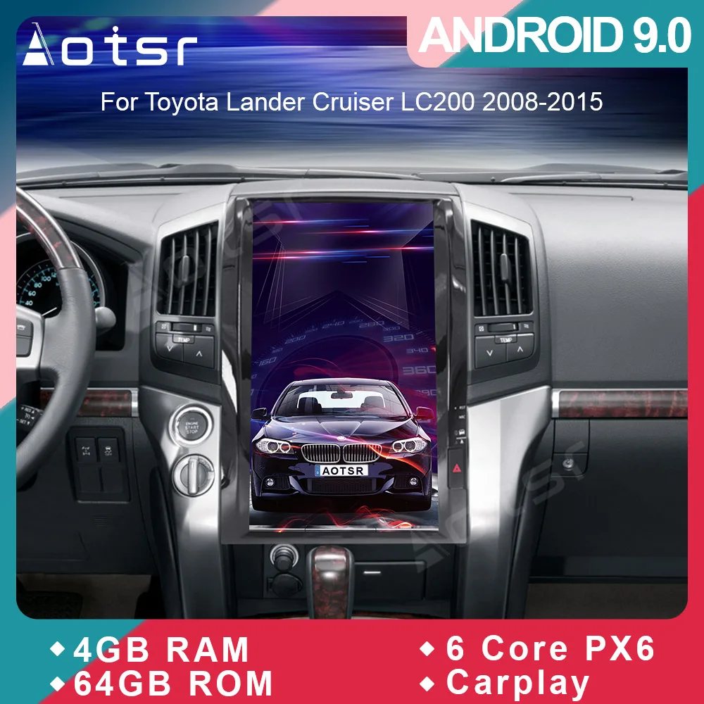 Автомагнитола Tesla с GPS-навигацией Android 9 0 16 дюймов для Toyota Land Cruiser LC200 2008-2015 стерео