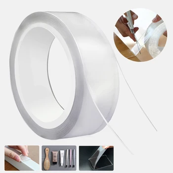 

Nano-No Trace Paste Removable Magic Nano Tape Washable Reusable Double-Sided Tape Transparent Adhesive Glue Cleanable Household