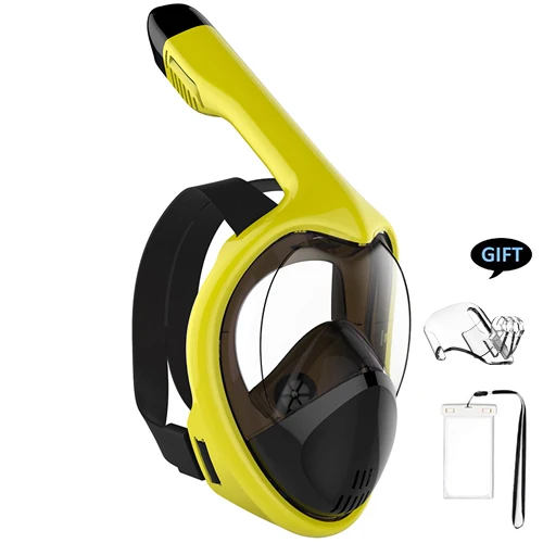 LemonYellow MITO маска для дайвинга маска для подводного плавания для всего лица анти-туман панорамный плавательный сноркель оборудование для дайвинга GoPro - Цвет: LemonYellow
