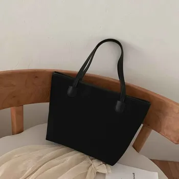 

Large Capacity Canvas Tote Bag Cotton Fabric Cloth Reusable Shopping Bag Women Beach Handbags Solid Shoulder Bags Big Totes