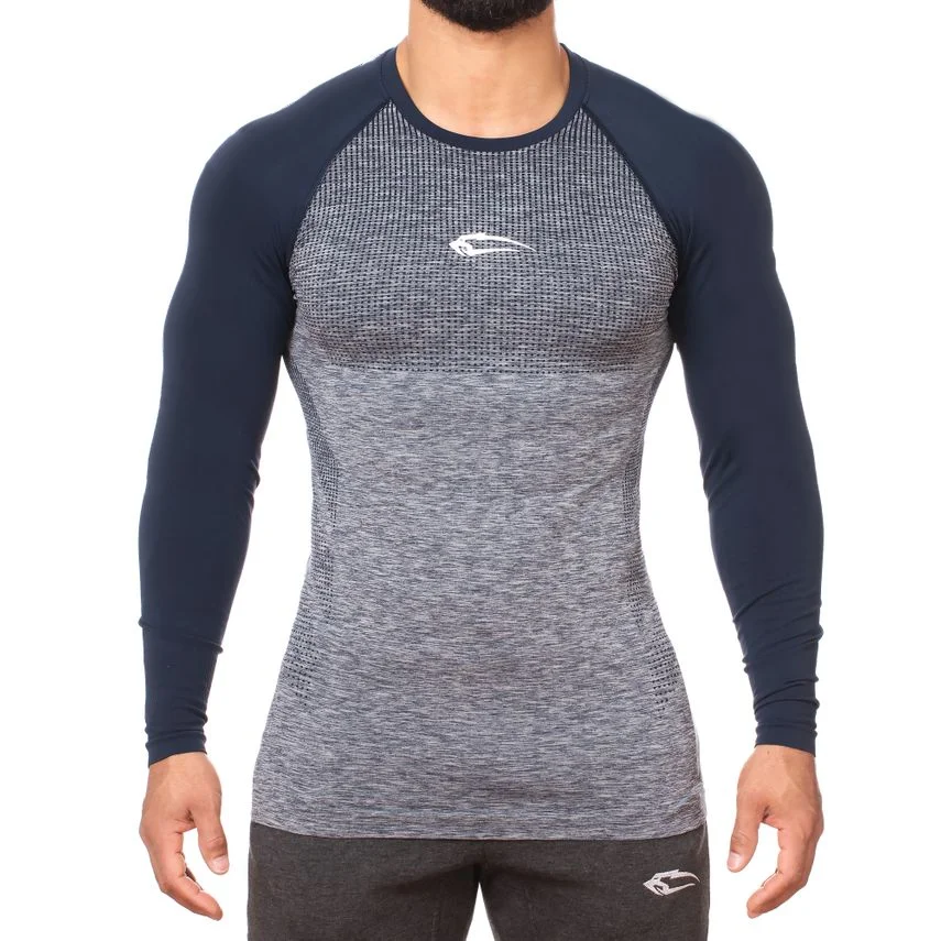 Новая спортивная рубашка для мужчин фитнес-бег футболки с длинным рукавом спортивный топ эластичная спортивная одежда Спортзал Бодибилдинг тренировочная футболка Рашгард