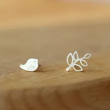 925 пробы серебряные серьги с птицами, серьги из стерлингового серебра для женщин, модные изысканные Асимметричные для ушей, серьги-гвоздики, ювелирное изделие