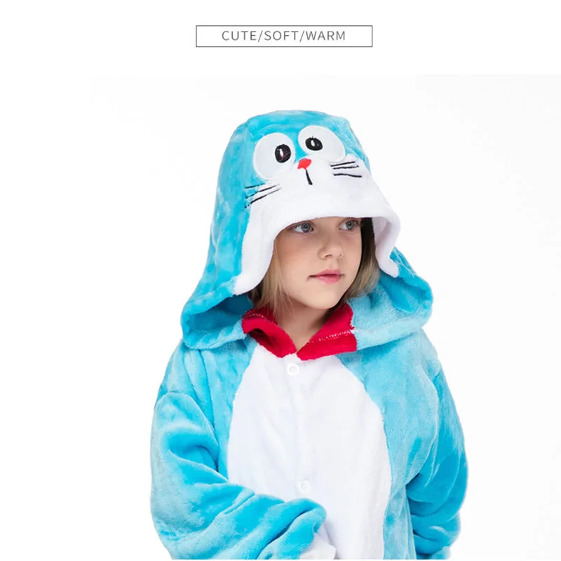 Doraemon Child Kigurumis Sleepwear Onesies Cartoon Girl Boy Party Homewear Cosplay Jumpsuit Onepiece Children Costume Clothing