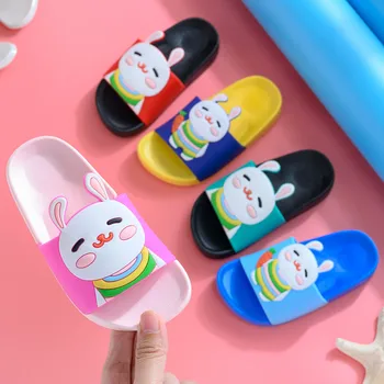 

Summer New Children Girls Slippers Boys Beach Sandals Baby Cute White Rabbit Slippers Pvc Flat Slippers Children's Bathroom Shoe