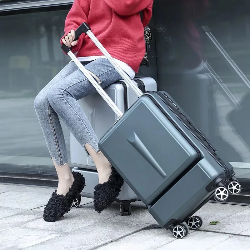 2" креативный чемодан на колёсиках, чемодан на колесиках, мужская сумка на колесиках, Женская дорожная сумка на колесиках, 20 дюймов, багаж для каюты с сумкой для ноутбука - Цвет: trolley bags