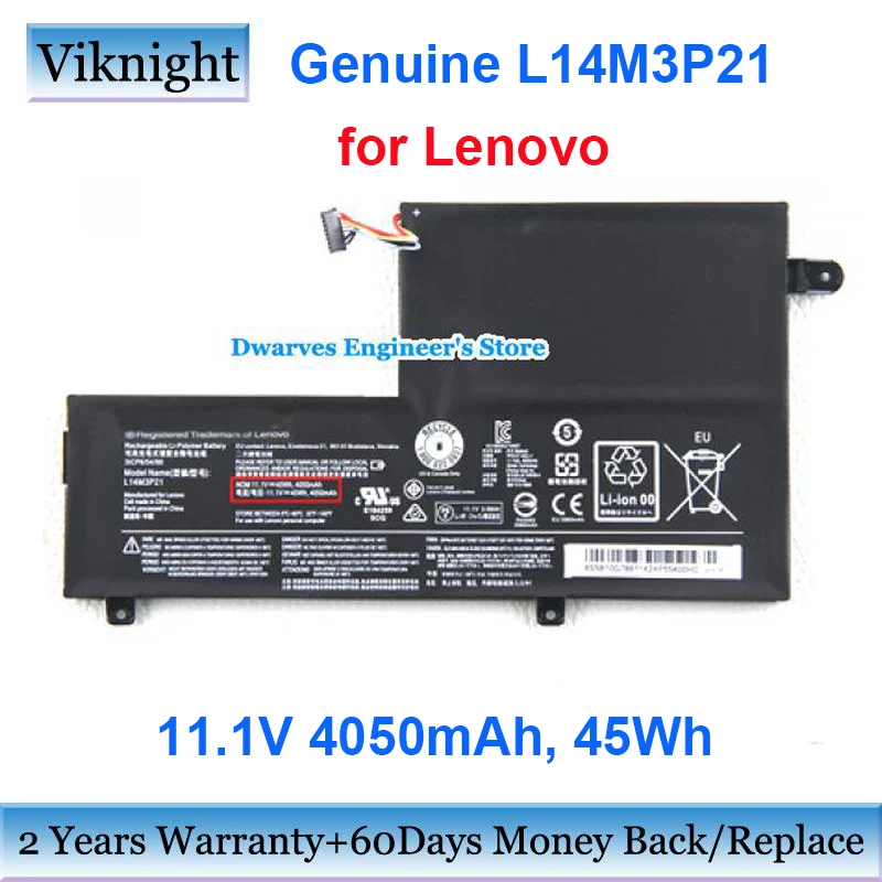 Оригинальный аккумулятор L14M3P21 11 1 В 4050 мАч для ноутбука Lenovo Ideapad Flex 4 1470 Yoga 500 L14L3P21