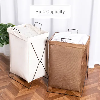 

Laundry Hamper Large organizer Foldable drity laundry Basket Hamper kids Iron Frame Canvas Bathroom Storage Toy laundry Basket