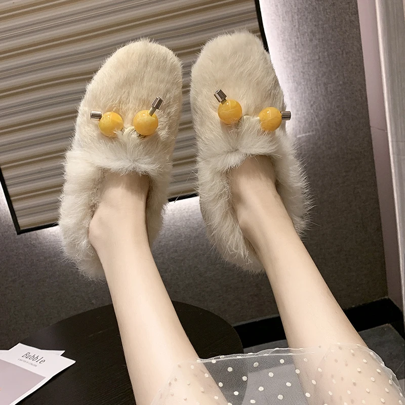 

Casual Woman Platform Shoes Women's Moccasins Shallow Mouth Modis Bow-Knot Round Toe Loafers Fur Flats Pearl Decorateion 2019