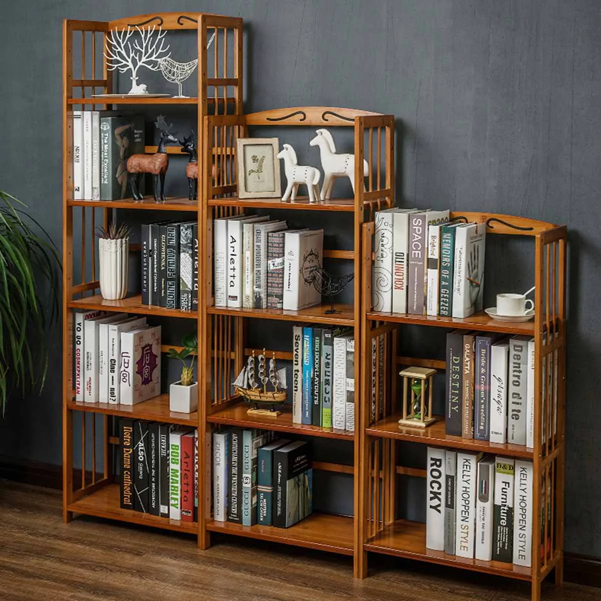 

5/4/3 Layer Bookcase Home office Bamboo Bookshelf Children Simple Floor Book Storage Cabinet Display Stand Study Decoration