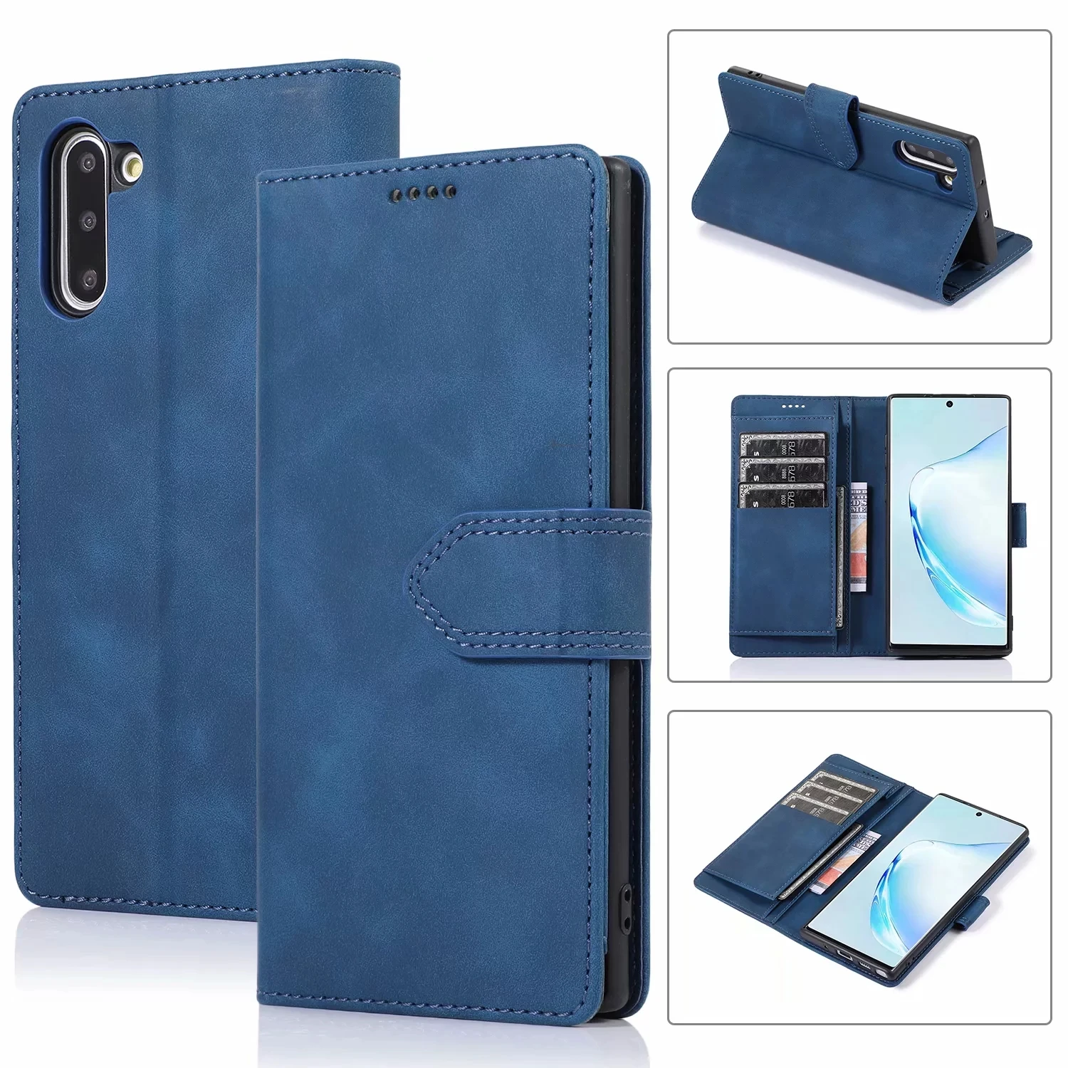 Роскошный кожаный чехол для samsung Galaxy A20 A50 A20E A70 A40 A30s A50S Note10 9 S10e S9 S8 плюс Магнитный чехол-книжка кошелек для карт из искусственной кожи - Цвет: Синий