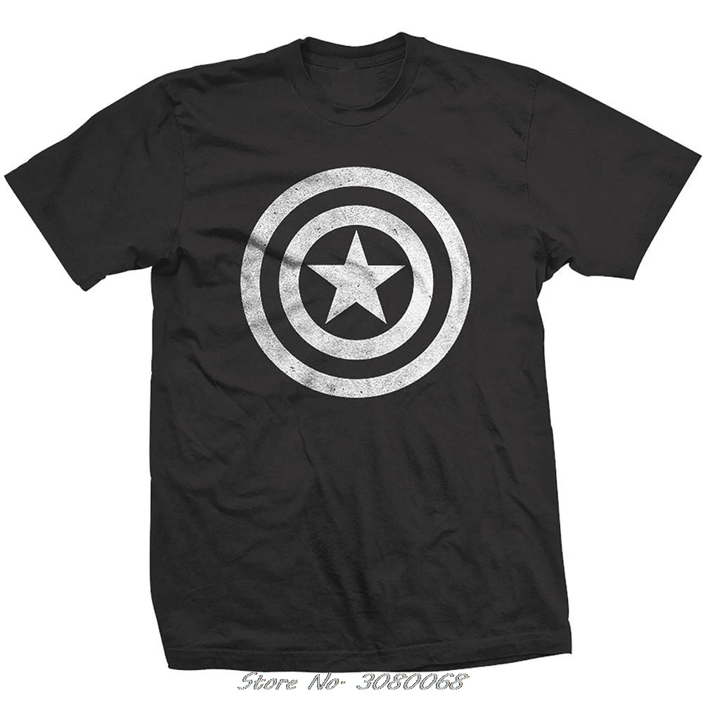 

Captain America Civil War Distressed Shield Marvel Official T-shirt Black Cotton Streetwear Men Cotton Tees Tops